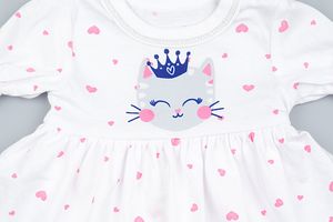 Боди-платье "Принцесса", цвет белый с розовыми сердечками, р. 62