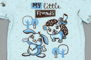 Футболка "Мои маленькие друзья", цвет голубой, р. 74