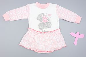 Боди платье "Мишка с цветочком", цвет розовый, р. 62