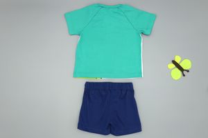 Комплект "Лето" (футболка, шорты), цвет зеленый с синим, р. 80