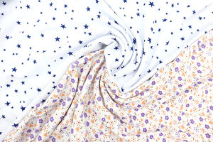 Набор из 2-х пелёнок (футер), цвет белый с цветочками, со звёздами, р. 90х120